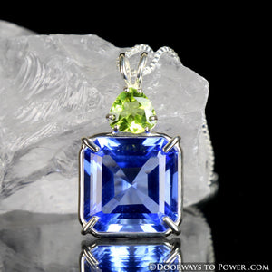 Siberian Blue Quartz & Andara Crystal Earth Heart Pendant