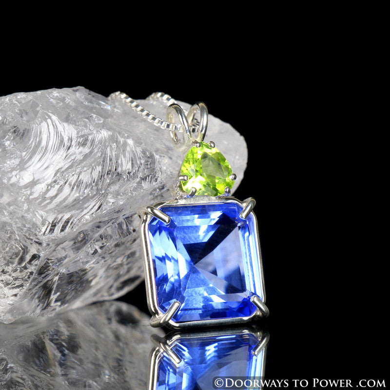 Siberian Blue Quartz & Andara Crystal Earth Heart Pendant