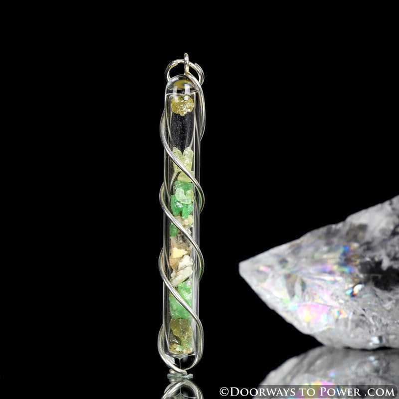 Prosperity Moldavite Golden Labradorite Himalaya Gold Emerald & Cinnazez Pendant