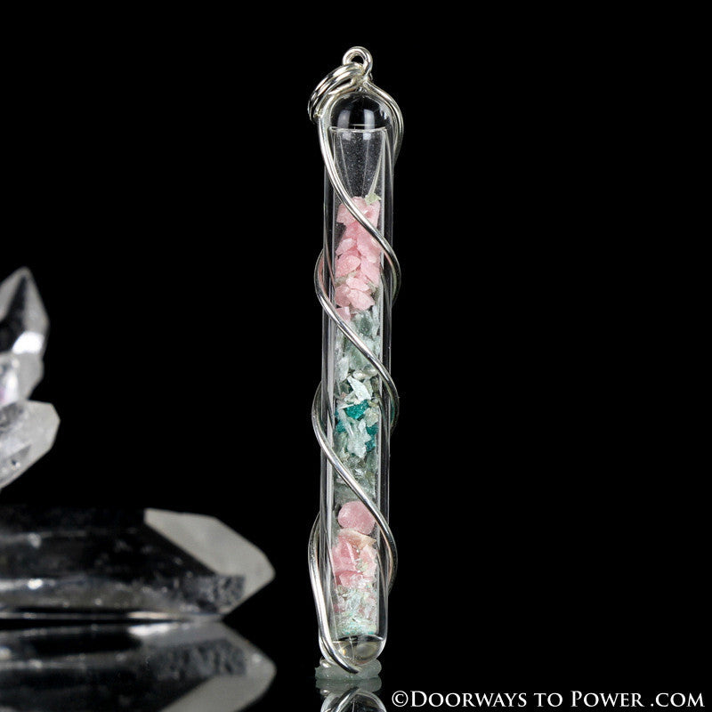 "Heart of Healing" Rhodochrosite Seraphinite Dioptase Pendant