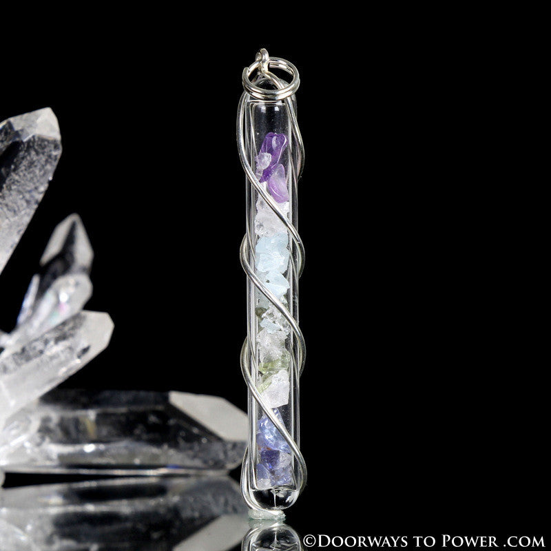 Goddess Aquamarine Danburite Morganite Tanzanite Moldavite Pendant