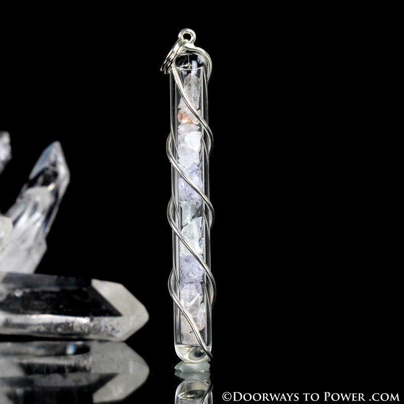 Hiddenite Morganite Cryolite & Rose Quartz Pendant "Hidden Heart"