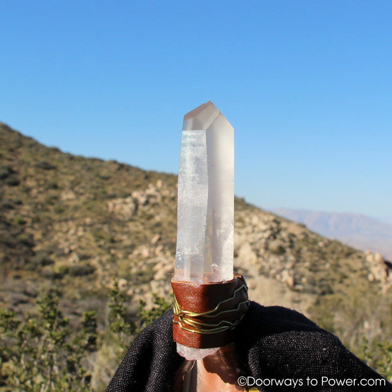 Blue Macaw Smudge Fan w/ Pleiadian Starbrary Record Keeper Crystal 13.5"