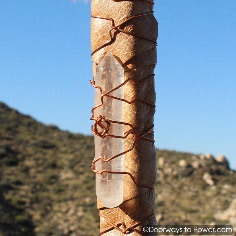 Blue Macaw Energy Smudge Fan John of God Quartz Crystal 15.5"