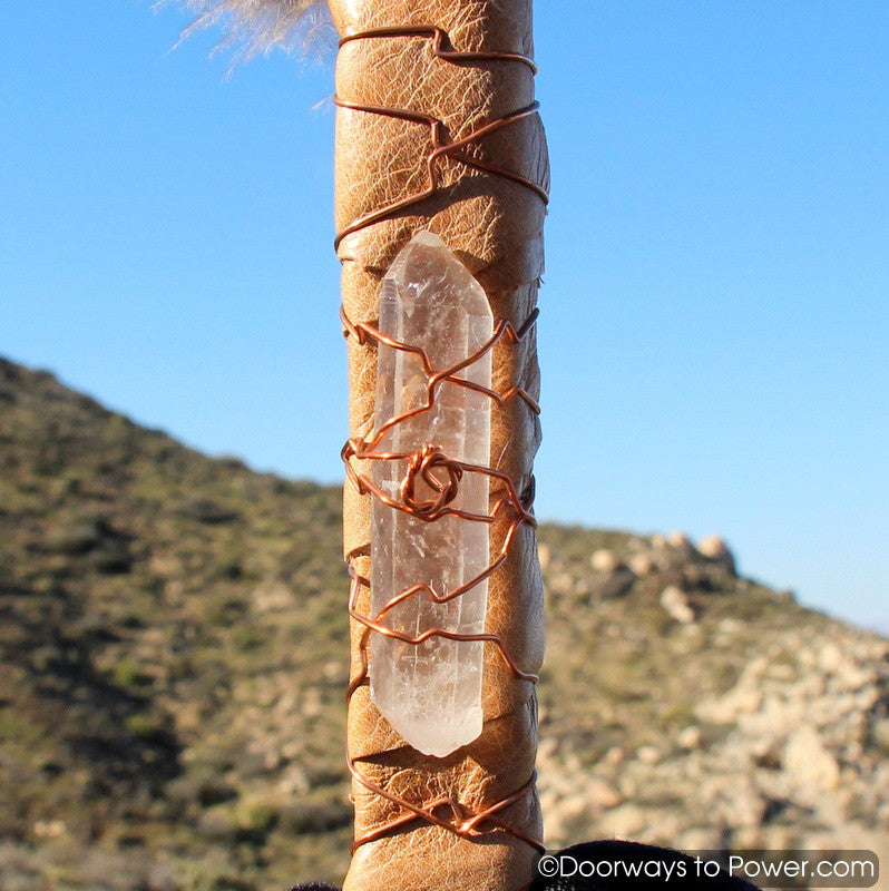Blue Macaw Energy Smudge Fan John of God Quartz Crystal 15.5"