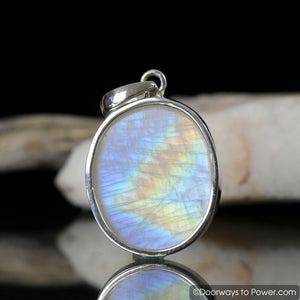 Rainbow Moonstone Pendant .925 Sterling Silver #1