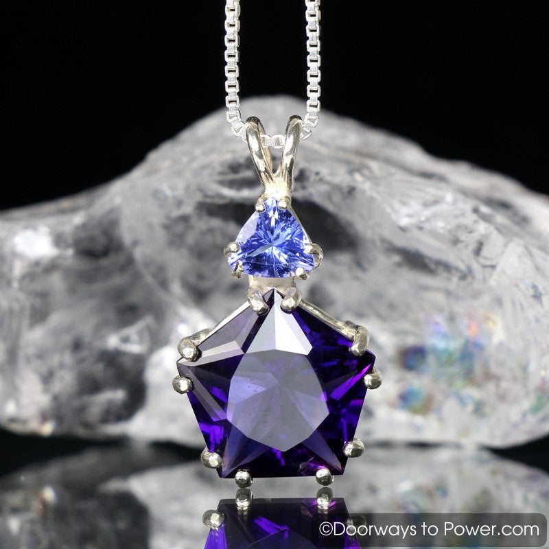 Amethyst Star of Venus Pendant with Tanzanite Rare