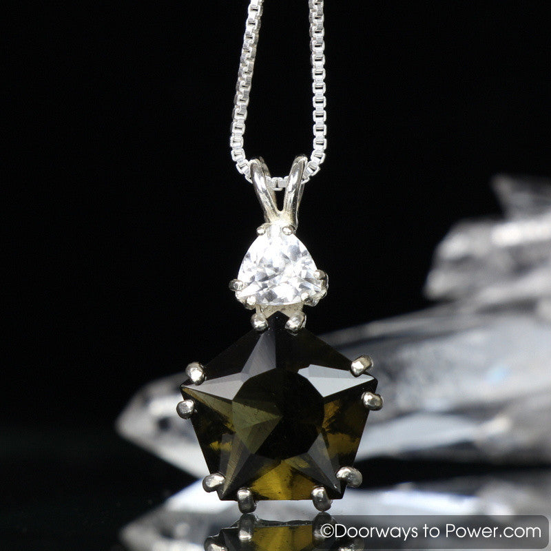 Moldavite Pendant Star of Venus Pendant Phenacite Pendant Synergy 12 Stone