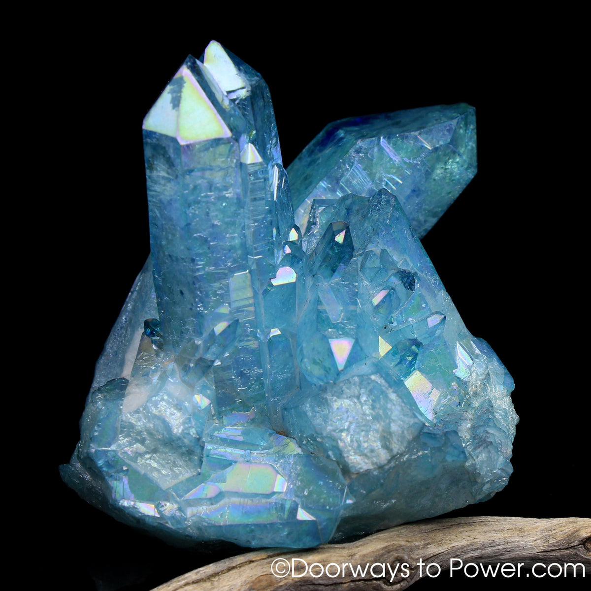 Aqua Aura Quartz Record Keeper Tantric Twin Crystal Cluster