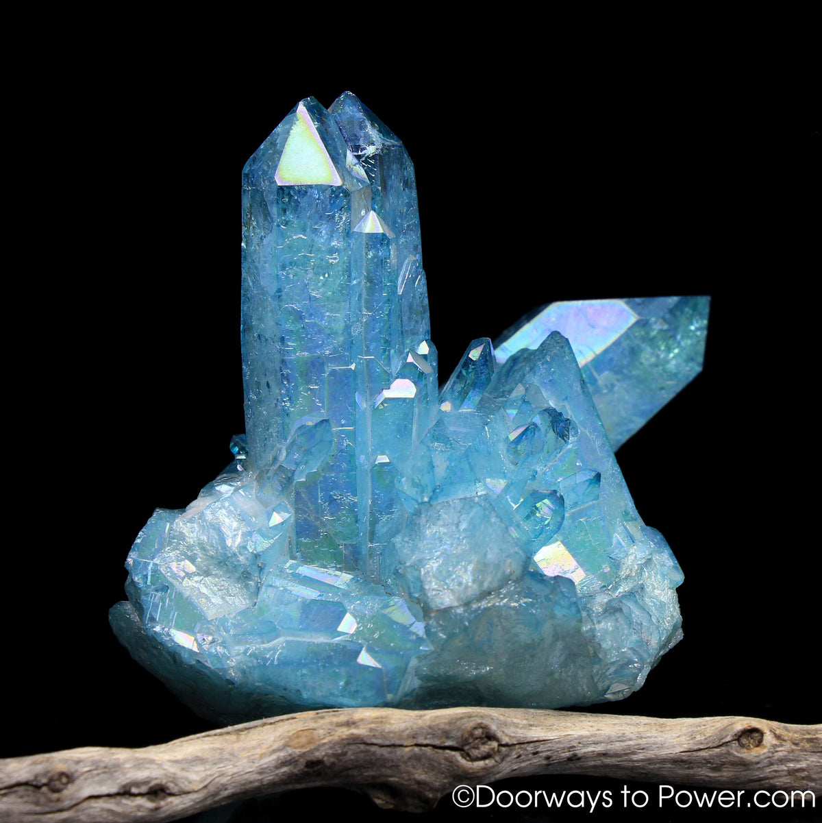 Aqua Aura Quartz Record Keeper Tantric Twin Crystal Cluster