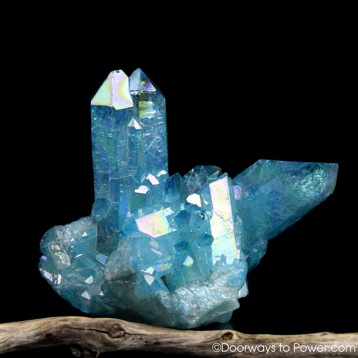 Aqua Aura Quartz Record Keeper Tantric Twin Crystal Cluster