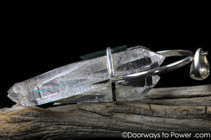 Extraordinary Colombian Lemurian Tantric Twin & Green Tourmaline Crystal Pendant