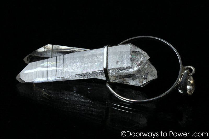 Extraordinary Colombian Lemurian Tantric Twin & Green Tourmaline Crystal Pendant