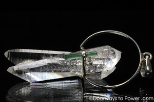 Extraordinary Colombian Lemurian Tantric Twin & Green Tourmaline Crystal Pendant
