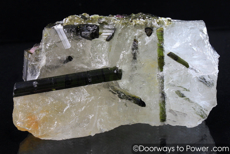 Green & Pink Tourmaline in Quartz Crystal Specimen A +++