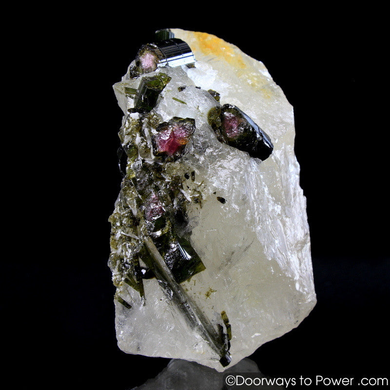 Green & Pink Tourmaline in Quartz Crystal Specimen A +++