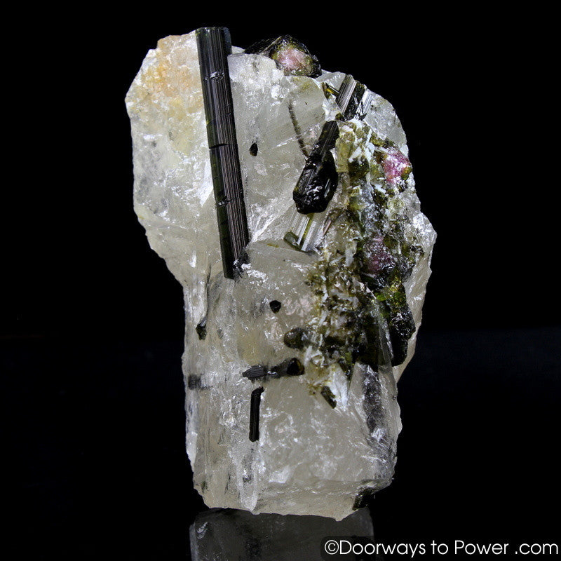 Green & Pink Tourmaline in Quartz Crystal Specimen A +++