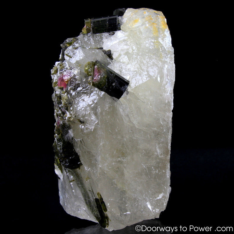 Green & Pink Tourmaline in Quartz Crystal Specimen A +++