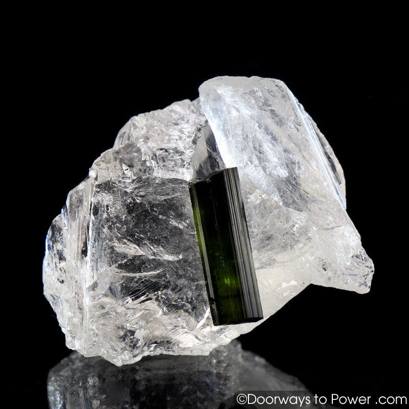 Green Tourmaline in Quartz Crystal 'Perfection' A +++