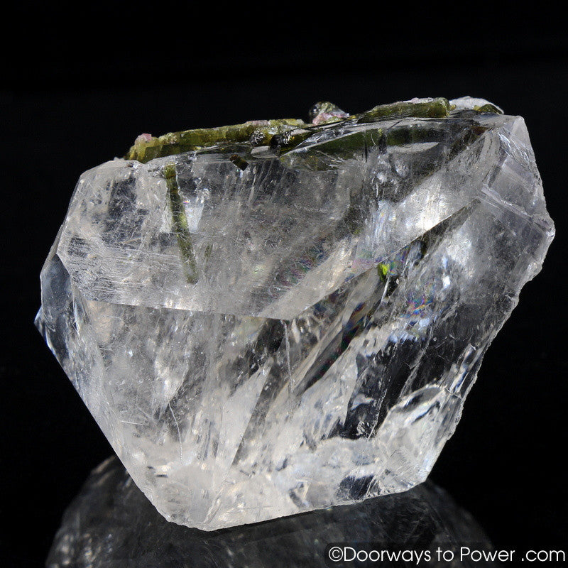 Incredible Green Tourmaline in Quartz Crystal w/ Record Keeper