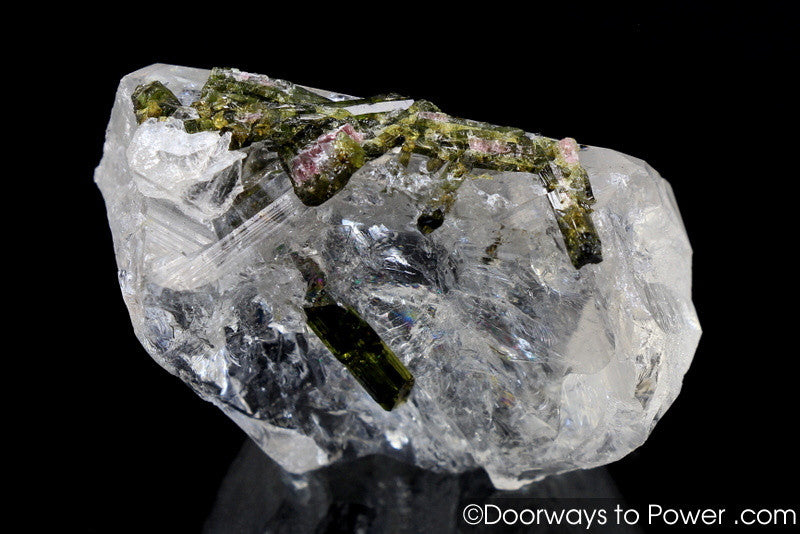 Incredible Green Tourmaline in Quartz Crystal w/ Record Keeper