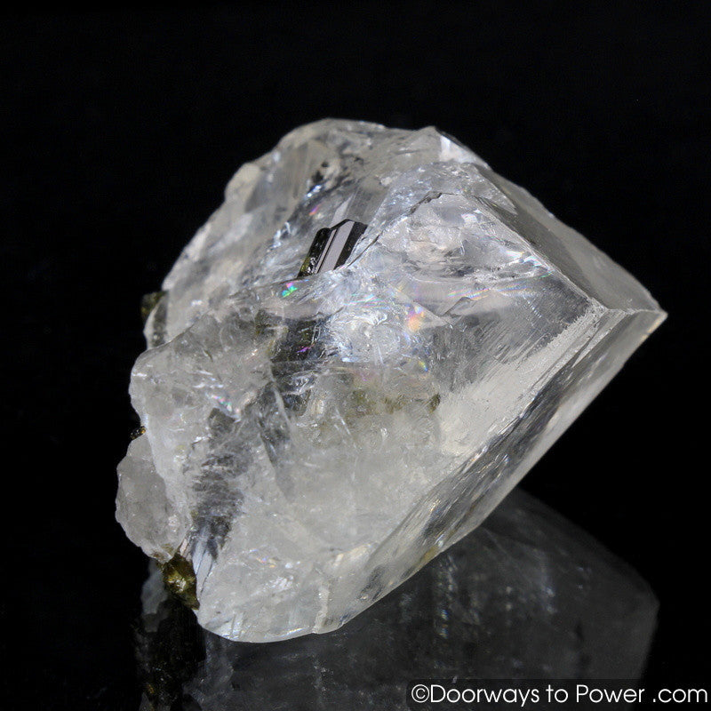 Incredible Green Tourmaline in Quartz Crystal w/ Record Keeper