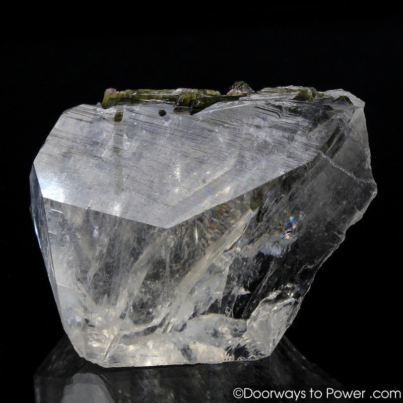 Incredible Green Tourmaline in Quartz Crystal w/ Record Keeper