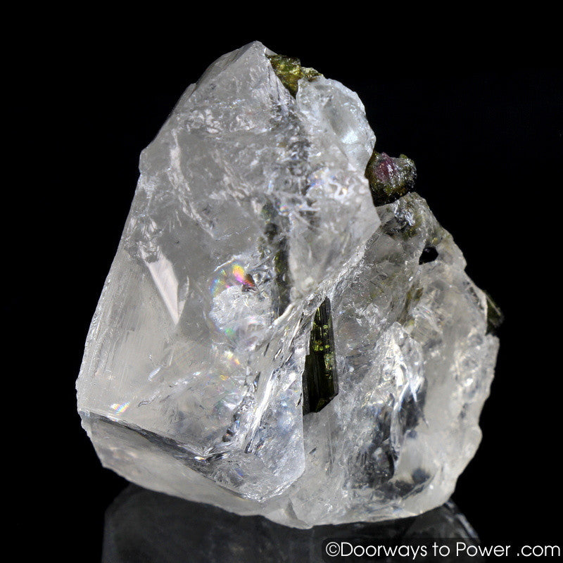 Incredible Green Tourmaline in Quartz Crystal w/ Record Keeper