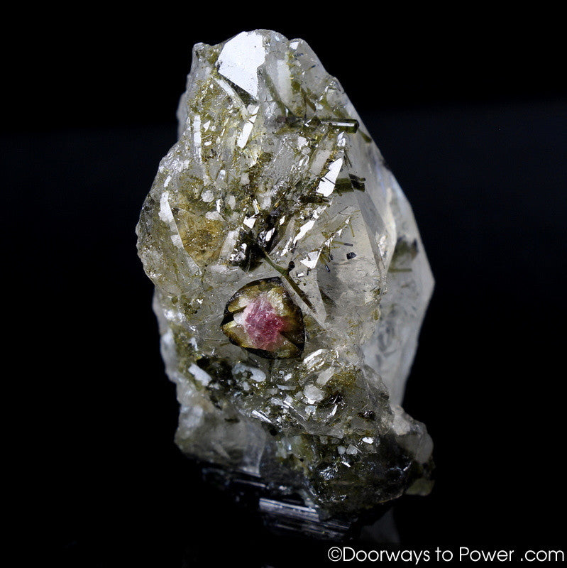 Pink & Green Tourmaline in Quartz Crystal Point 'Steadfast Spirit' A +++