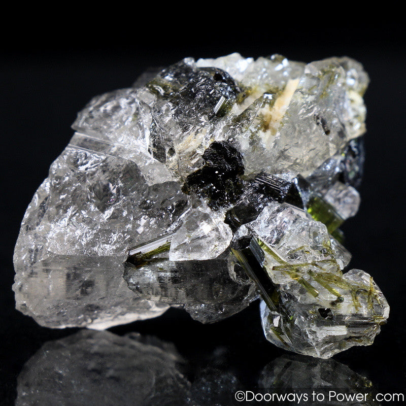 Green Tourmaline in Quartz Crystal A +++