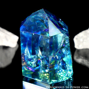 Aqua Aura Quartz Temple Heart Dow Crystal Point