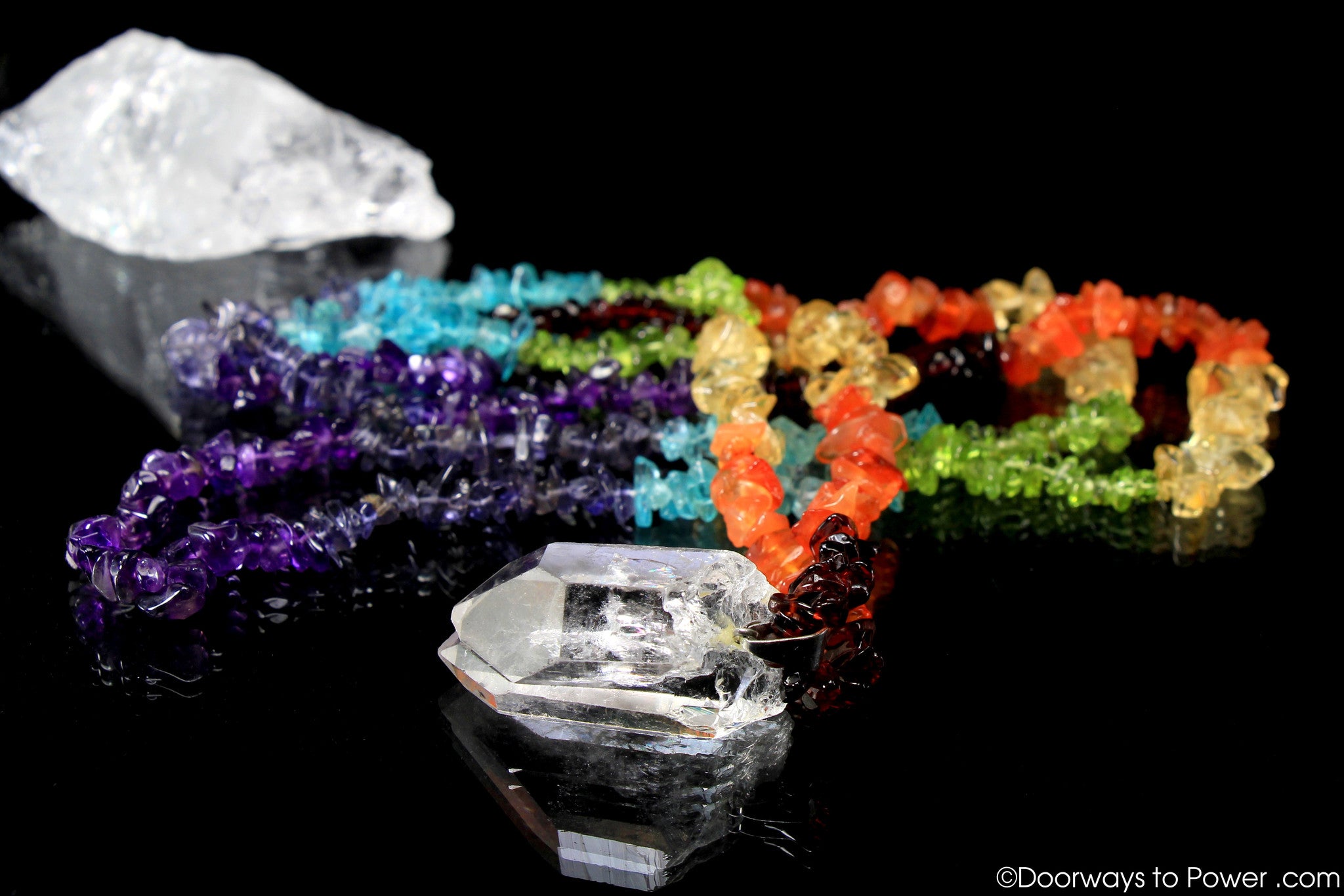 Rare John of God Blessed Chakra Twin Crystal Necklace Doorways