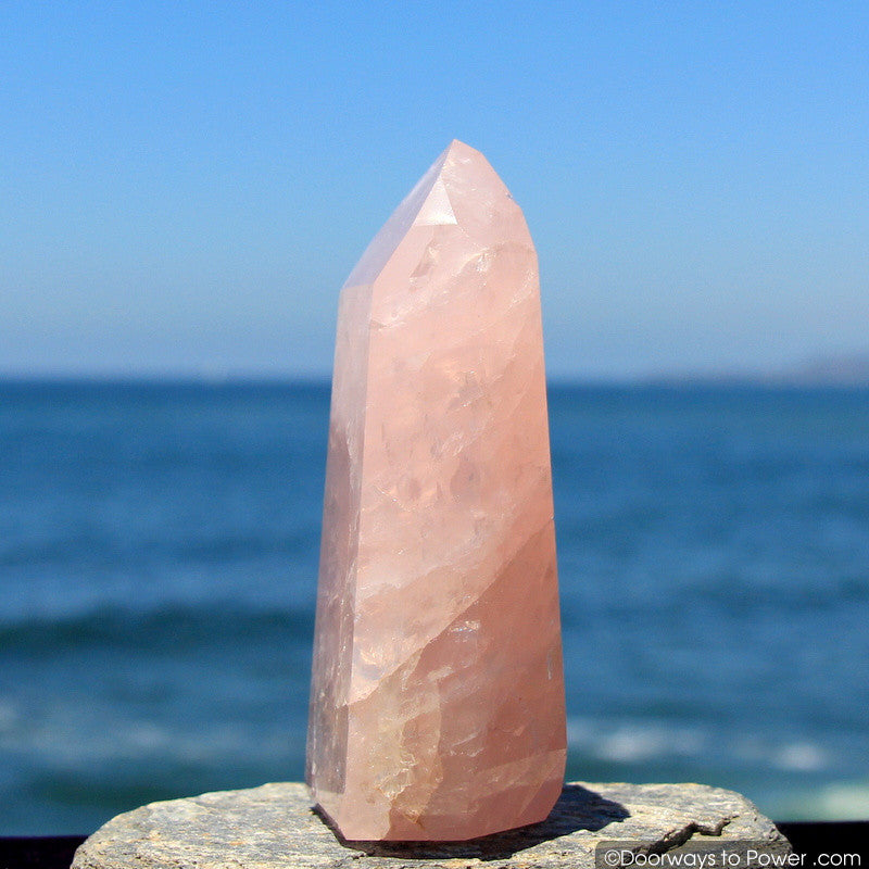 Elegant 6" John of God Rose Quartz Master Dow Casa Crystal Point