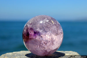 John of God Amethyst Violet Flame Devic Temple Crystal Sphere w/ Rainbows