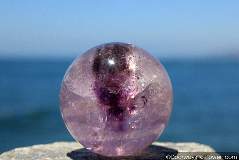 John of God Amethyst Violet Flame Devic Temple Crystal Sphere w/ Rainbows