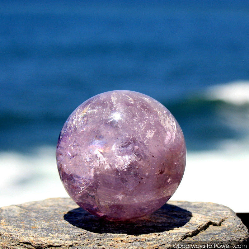 John of God Amethyst Violet Flame Devic Temple Crystal Sphere w/ Rainbows