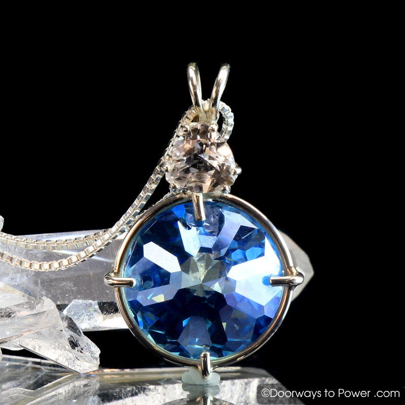 Aqua Aura Danburite Radiant Heart Pendant