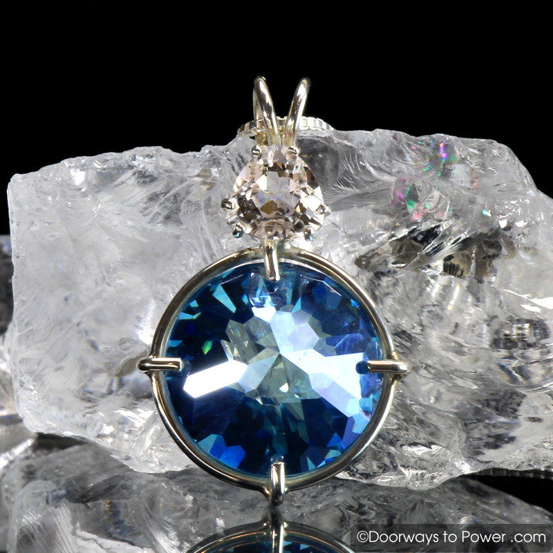 Aqua Aura Danburite Radiant Heart Pendant
