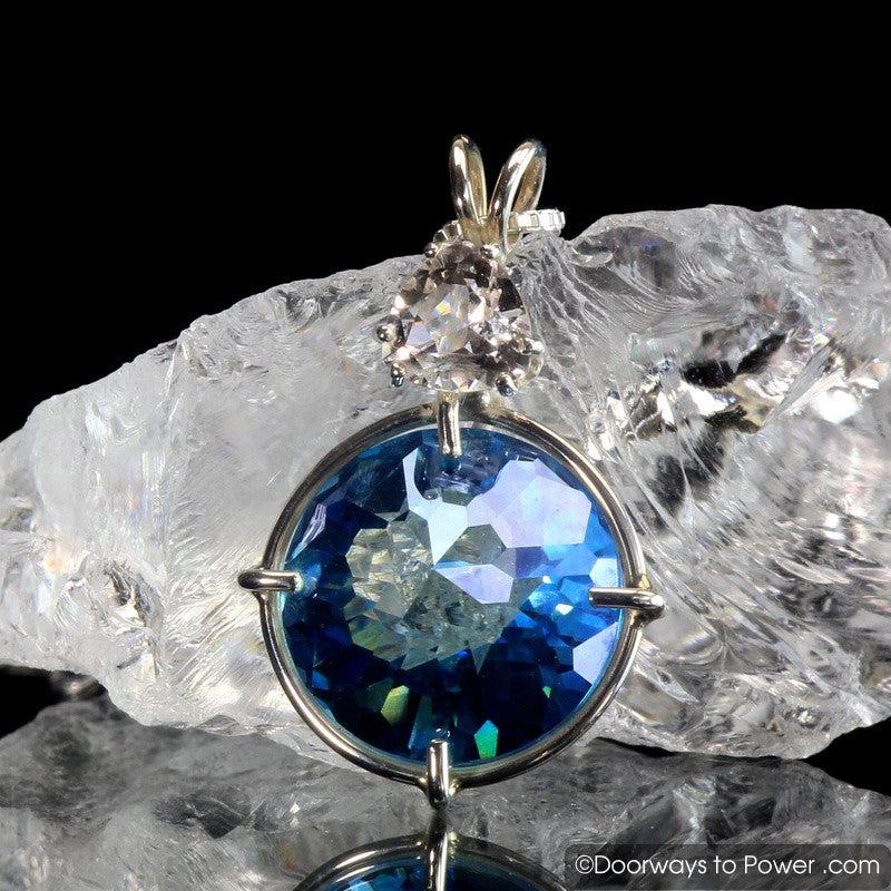 Aqua Aura Danburite Radiant Heart Pendant
