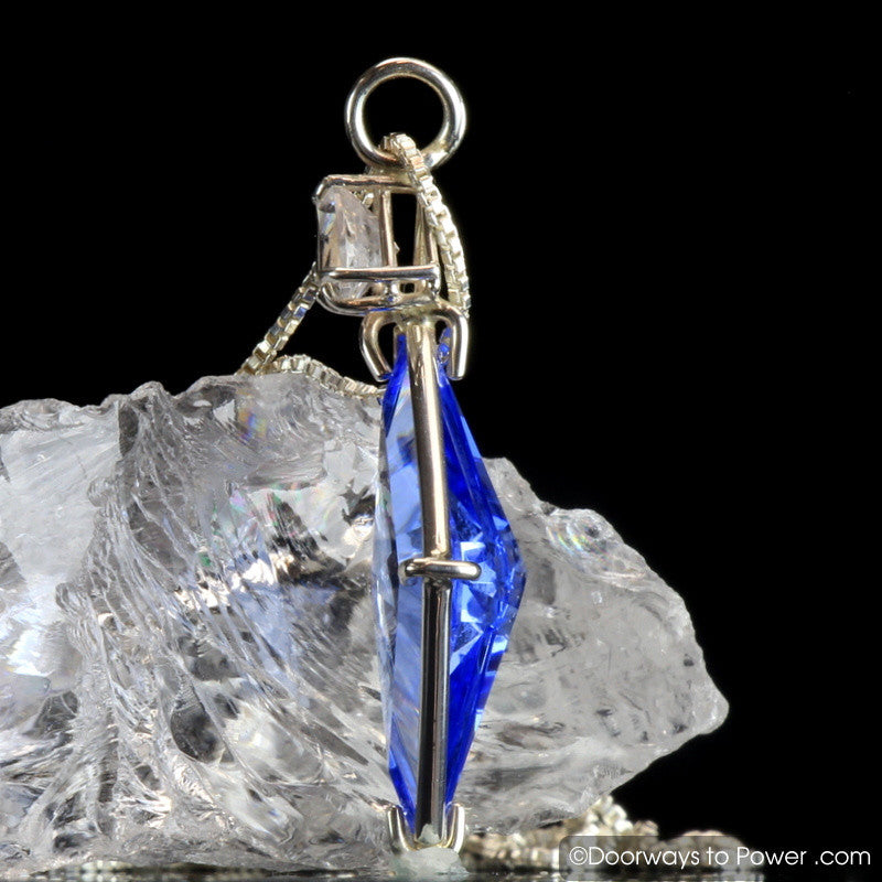 Siberian Blue Quartz & Danburite Ascension Star Crystal Pendant