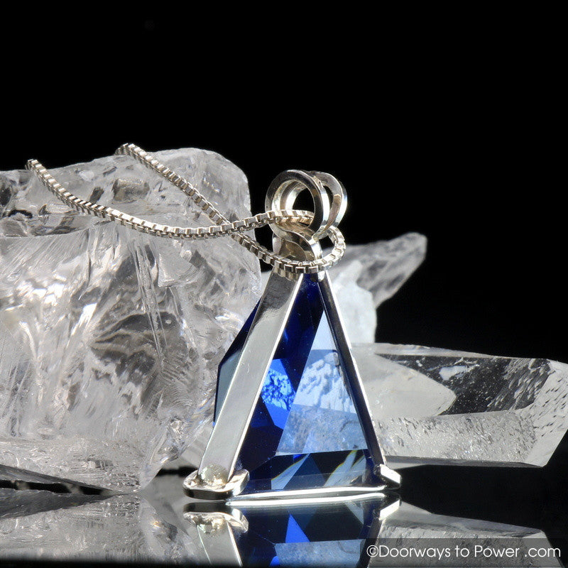 Tibetan Blue Obsidian Star of David Pendant .925 SS