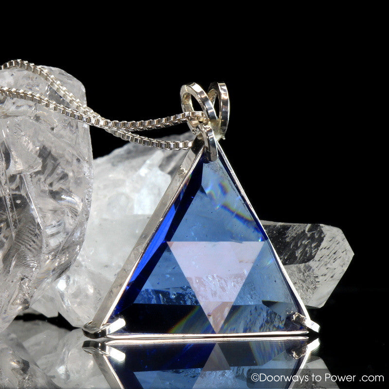 Tibetan Blue Obsidian Star of David Pendant .925 SS