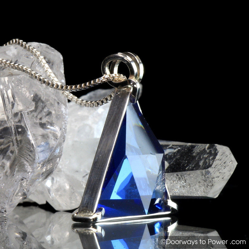 Tibetan Blue Obsidian Star of David Pendant .925 SS