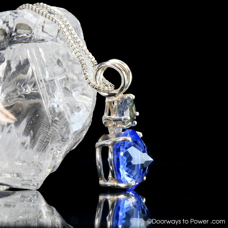 Siberian Blue Quartz Mini Radiant Heart Pendant w/ Tanzanite