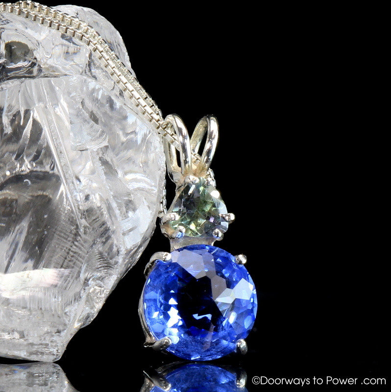 Siberian Blue Quartz Mini Radiant Heart Pendant w/ Tanzanite