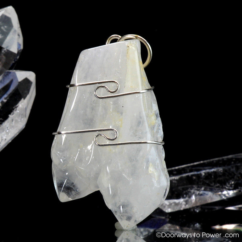 Rare Sauralite Twin Azeztulite Crystal Pendant Azozeo Activated .925 SS