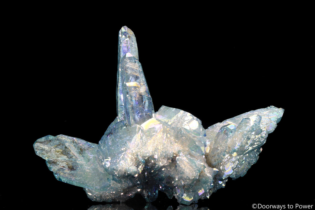 Aqua Aura Quartz Crystal Cluster 'Lifted By the Wings of Angels'