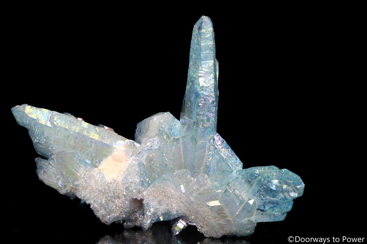 Aqua Aura Quartz Crystal Cluster 'Lifted By the Wings of Angels'