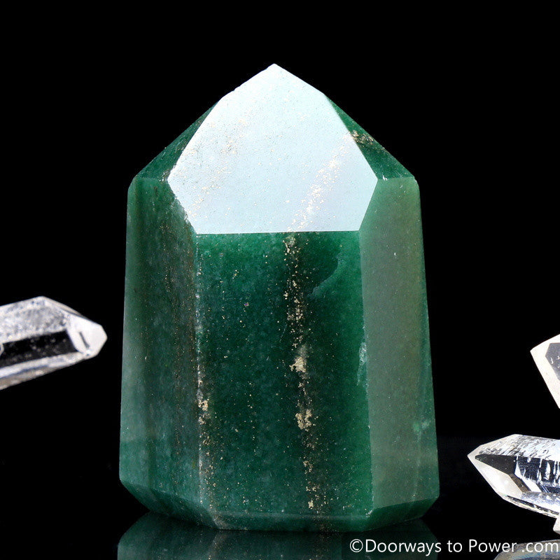 John of God Green Aventurine Master Dow Casa Crystal Point w/ Pyrite