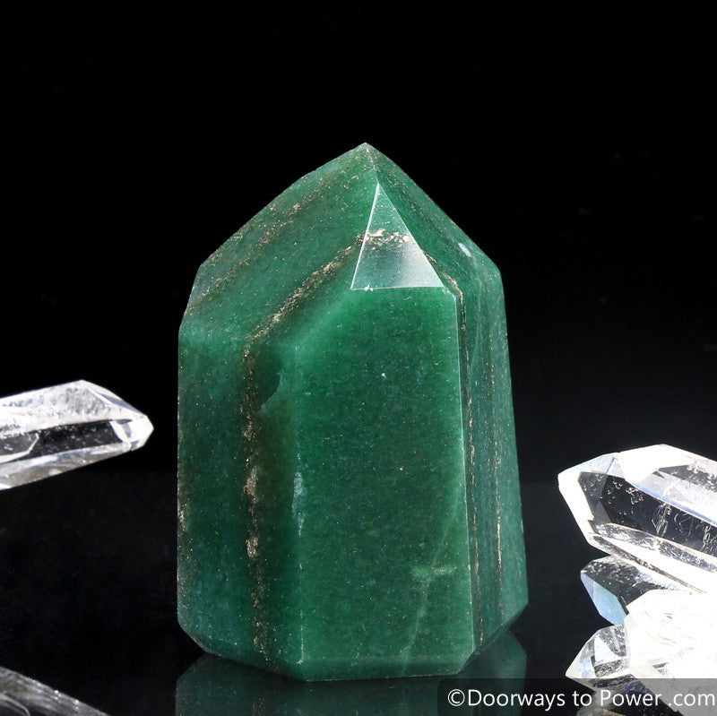 John of God Green Aventurine Master Dow Casa Crystal Point w/ Pyrite
